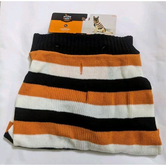 Target Hyde and Eek Dog Striped Halloween Knit Sweater Size XL Candy Corn Patten - Picture 4 of 4